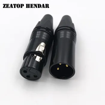 

50Pcs/25Set Gold Pin 3 Pin XLR Audio Connector 3Pin Male / Female MIC Black Plug for Microphone Cable Electrical Adapter