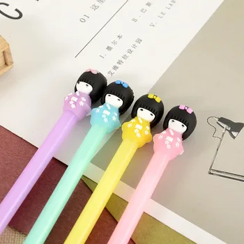 

50PCS Creative Stationery Cute Jelly Color Kimono Girl's Gel Pen Black Signing Pen Students Supplies