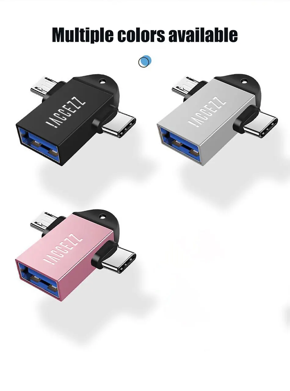 !ACCEZZ 2in1 Type-C OTG Adapter Micro USB To USB 3.0 Female Adapter For Macbook Pro Xiaomi mi 9 Huawei Samsung S9 S10 Connectors (11)