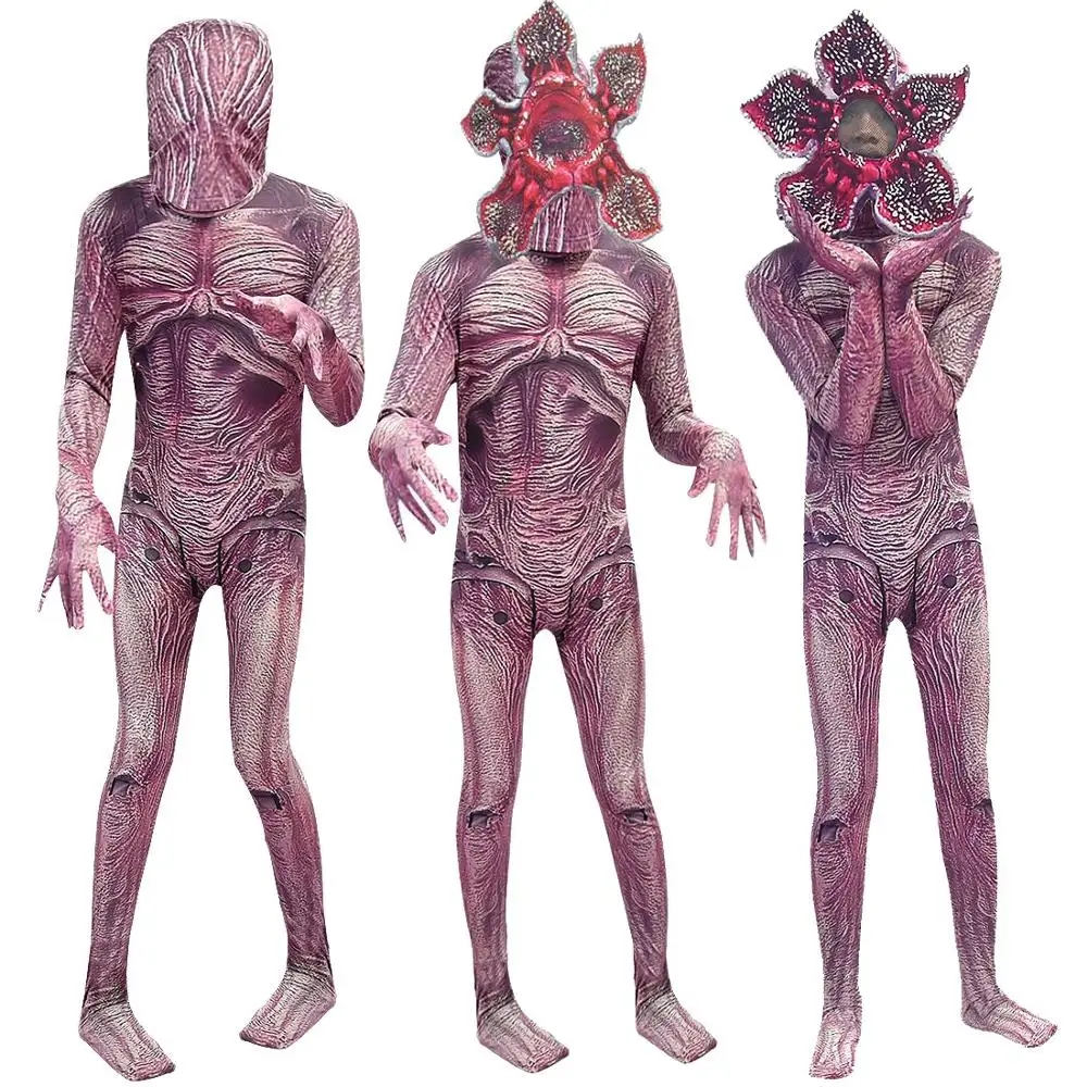 

Halloween Demogorgon Costume Kids Stranger Things Biochemical Zombie Costumes Man-eater Flower Scary Children Cosplay Mask
