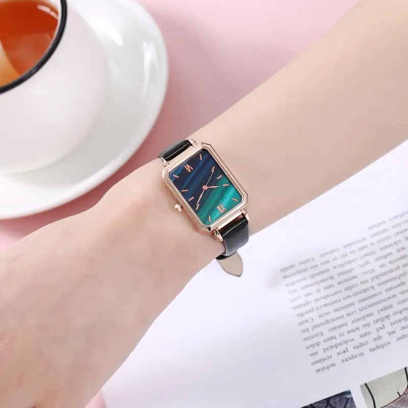 2021 New Watch Women Fashion Casual Leather Belt Watches Simple Ladies' Rectangle Quartz Clock Dress Wristwatches Reloj Mujer