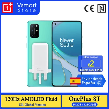 Перейти на Алиэкспресс и купить Смартфон OnePlus 8 T 8 T 8GB 128GB Snapdragon 865 5G 120Hz AMOLED жидкий экран 48MP Quad Cam 4500mAh 65W Warp