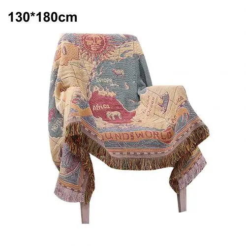 130by180cm 130x180 см карта мира хлопок плед кресло для отдыха одеяло, простыня товары для дома - Габаритные размеры: 130by180cm