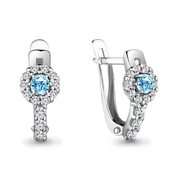 

AQUAMARINE earrings with cubic zirconia, spinel, silver 925