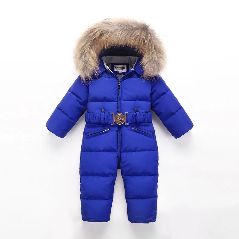 Детский Пуховый комбинезон на 40 градусов, пуховая куртка с флисовой подкладкой, плотный теплый детский зимний комбинезон с капюшоном, лыжный костюм для маленьких мальчиков и девочек