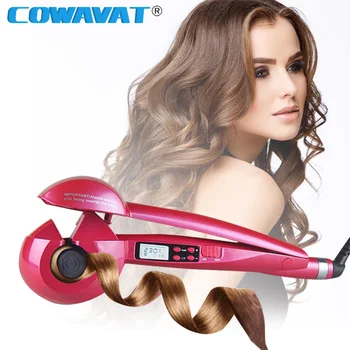激安 新しい自動ヘアカーラーマジック段ボールヘアアイロン液晶画面セラミック波クリンパー加熱抗パーマヘアカーラーツール