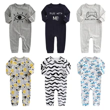 Boys Cotton Bodysuits Autumn Spring Cartoon Print Infant Rompers New Born Jumpsuits