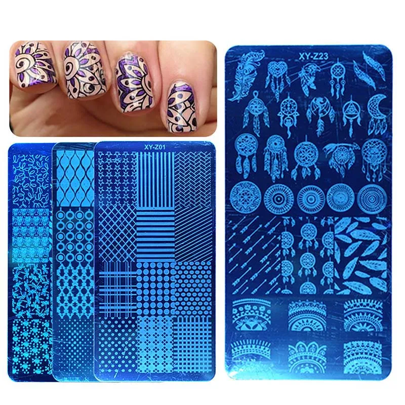 

2020 New Nail Art Stamping Template Dreamcatcher Windmill Flowers Patterns Stencil DIY Nail Designs Manicure Stamp Plate 1pc