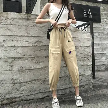 

Fashion Harajuku Black Pencil Pants 2019 Newest Women Cargo Trousers Casual Hip Hop Dance Pants Combat Streetwear Workout Pants