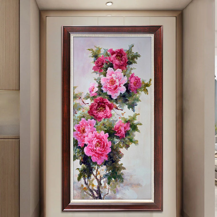 EECAMAIL 5D DIY Diamond Painting Full Embroidered Oil Peony Flower Porch Vertical Version No Frame | Дом и сад