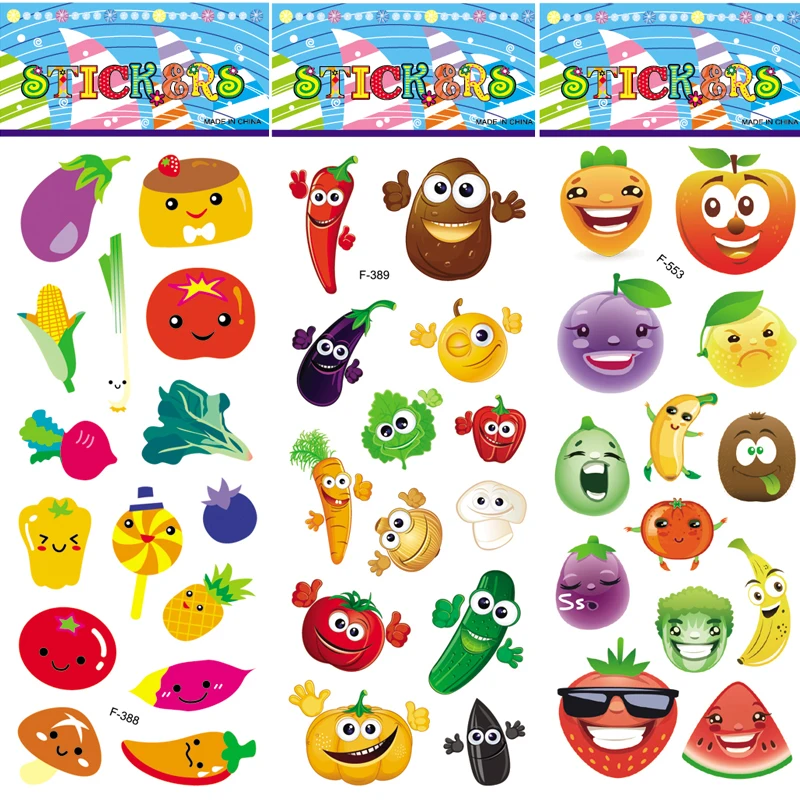6 листов kpop Овощи Фрукты 3D наклейки s мультфильм пузырь Пуффи СТИКЕРЫ пакет не повторять Образование игрушка для детей Девочка арбуз