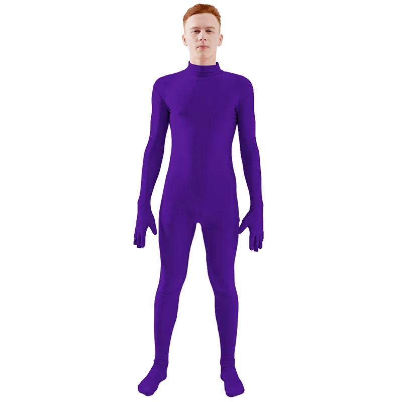 Ensnovo, мужской костюм из лайкры и спандекса, водолазка, костюм для йоги, Одежда для танцев, цельный костюм на заказ, костюм для костюмированной вечеринки - Цвет: Dark Purple