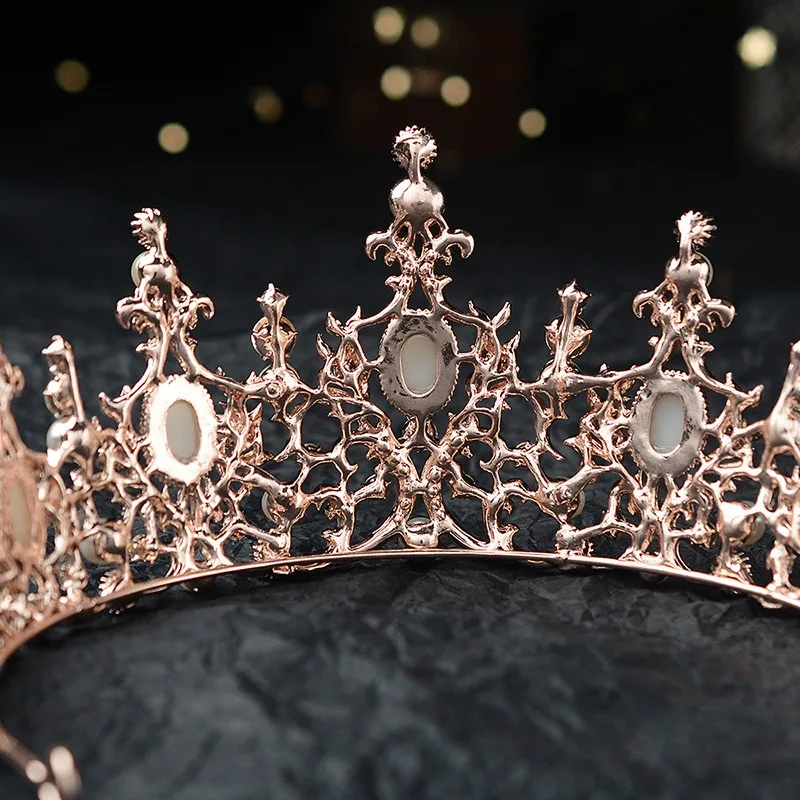 Baroque Silver Crystal Pearls Bridal Tiaras Crowns Rhinestone Pageant Diadem CZ Headbands
