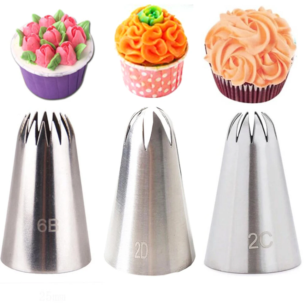 #6B #2C 2D Stainless Steel DIY Icing Piping Tips Cupcake Cake