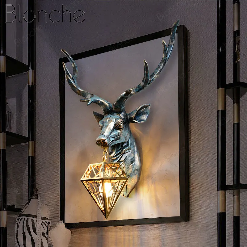 

Modern American Deer Wall Lamps Retro Antlers LED Wall Light Fixtures for Living Room Bedroom Bedside Lamp Sconce Home Luminaire