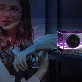 

BTS-630 Wireless Bluetooth Speaker Subwoofer Portable Colorful Lighting Crystal Glazed Transparent Outdoor Bass