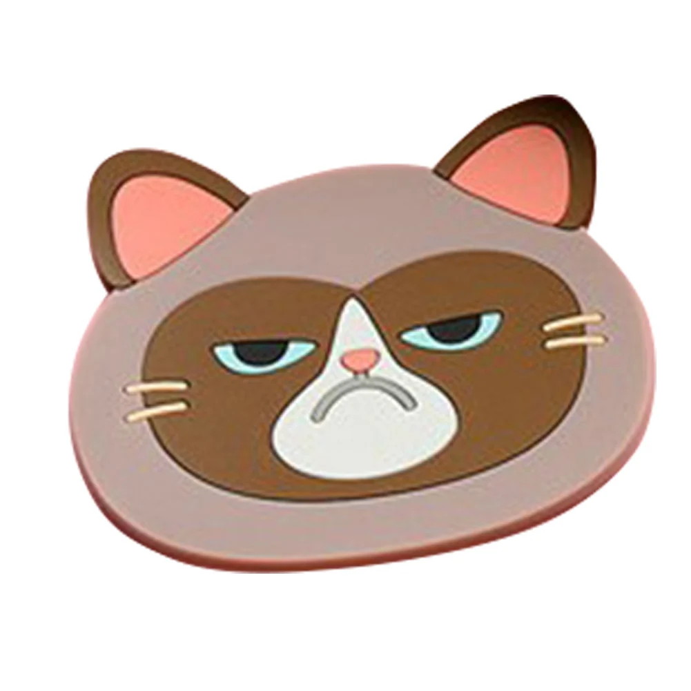 Милая подставка с рисунком кота из мультфильма, силиконовые подставки для кофе, изоляционный коврик, нескользящий коврик для чаши, толстые коврики для стола с принтом, коврик для чаши