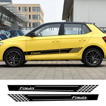 

Car Door Long Side Skirt Stickers for Skoda Fabia DIY Vinyl Body Film Car Decor Sport Styling Decals Auto External Accessories