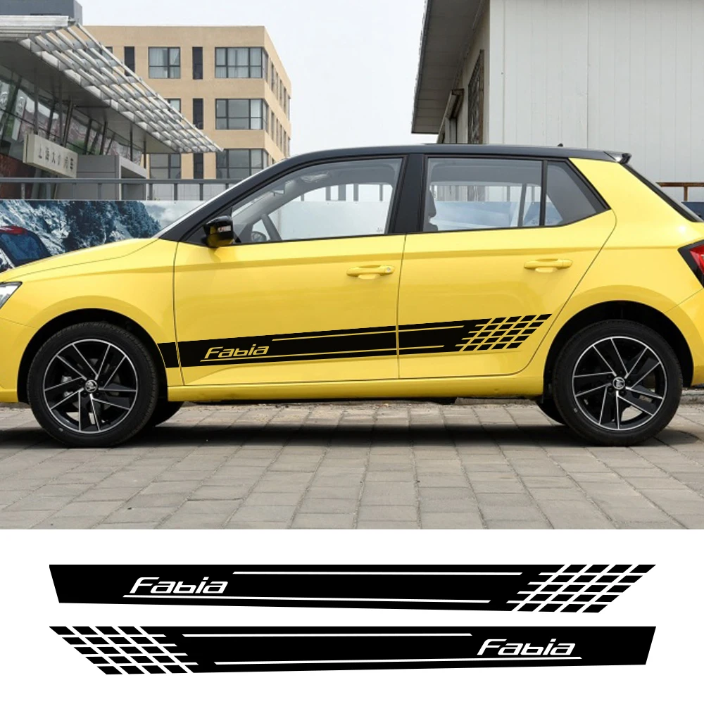 Длинные боковые наклейки на дверь автомобиля для Skoda Fabia самодельная виниловая