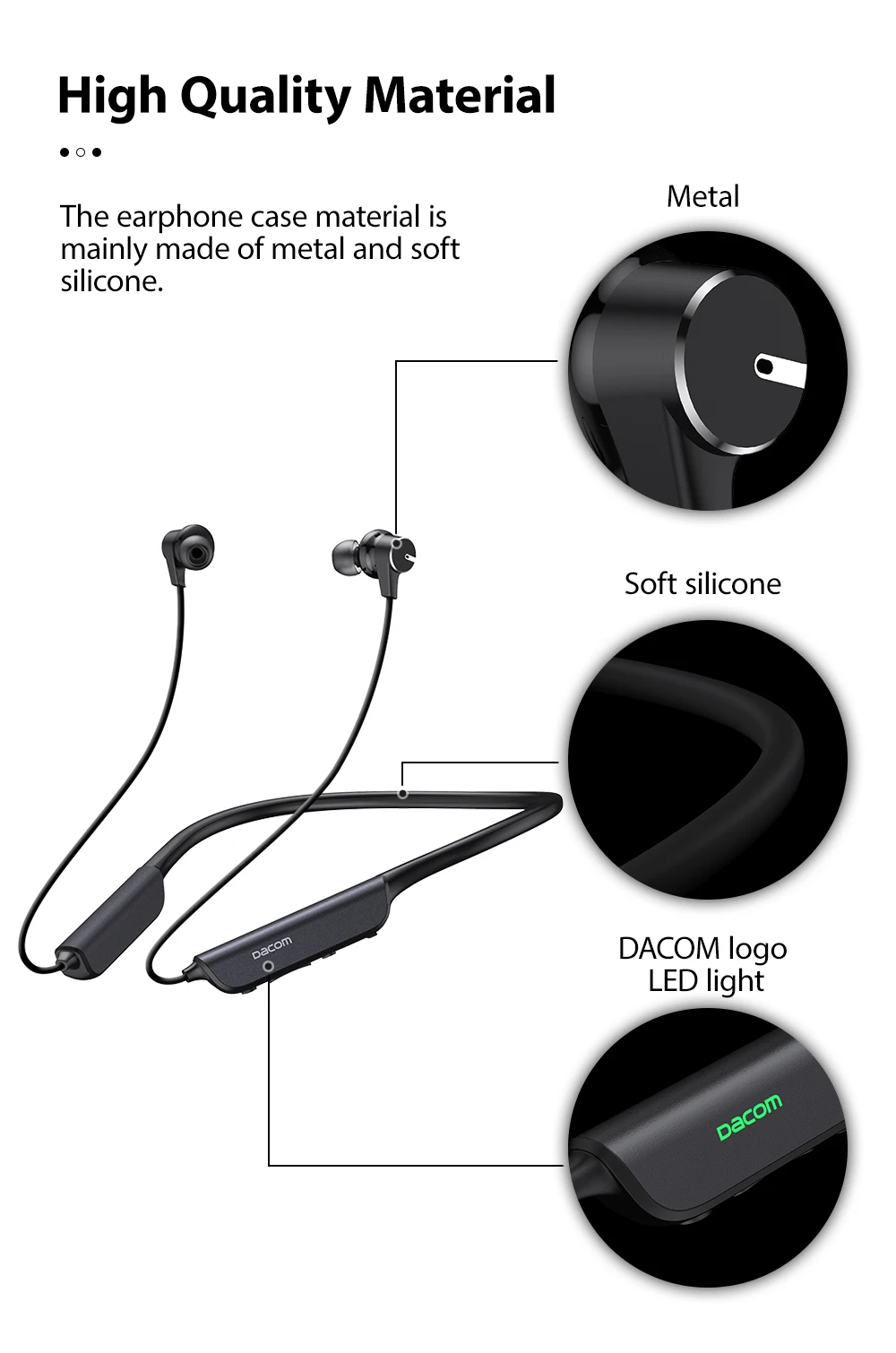 DACOM L54 тихие ANC Bluetooth наушники IPX7 водонепроницаемый активный шумоподавление беспроводные наушники Встроенный микрофон для iPhone huawei