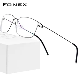 FONEX Titanium Alloy Glasses Frame Men Eyeglasses New Women Korean Morten Screwless Eyewear 98624