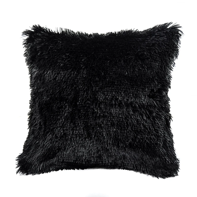 45x45 см плюшевая наволочка для подушки, декоративная наволочка для дивана и кровати, мягкая уютная наволочка для подушки - Цвет: Black