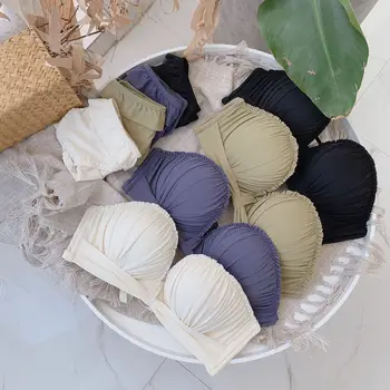 

New Products Small Bust Gathering Non-Steel Ring GIRL'S Underwear Simple Comfortable Sexy Strapless Double Purpose Anti-slip Bra