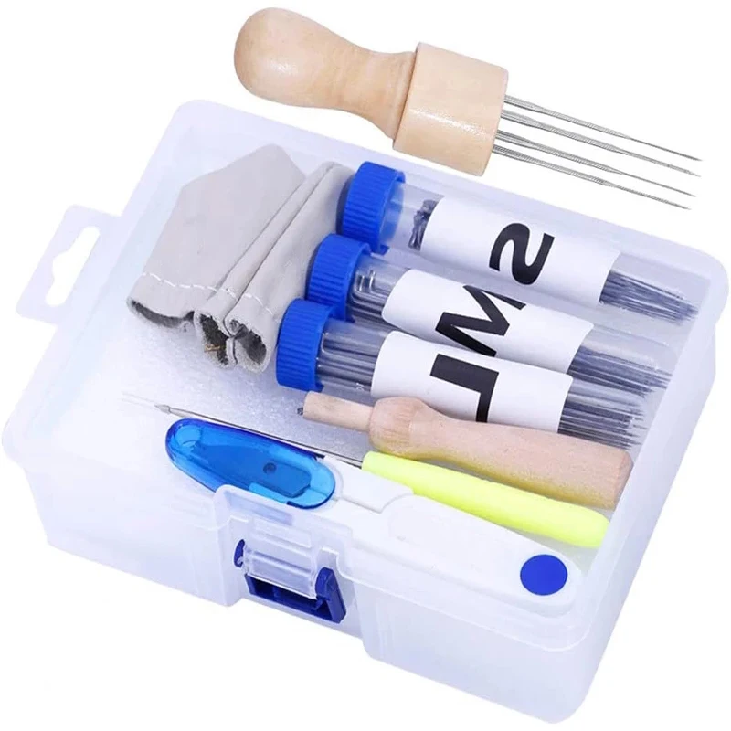 IMZAY72PcsWoolFeltKitWith3SizesFeltingNeedlesWoodenHandle