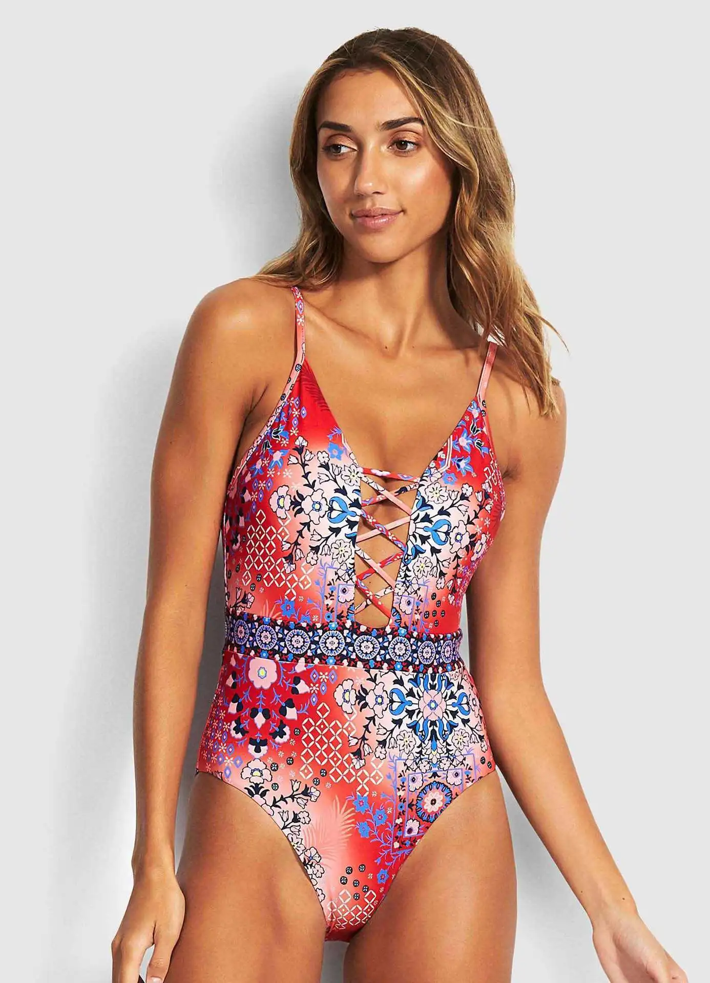 

Bikini Sexy Hollow Out Reveal Back Crossing One Piece Swimming Suit Swimwear
