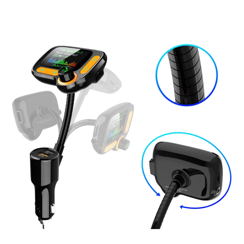 Автомобильный MP3-плеер Bluetooth автомобильный комплект fm-передатчик модулятор с цветным экраном AUX АВТО музыкальный адаптер QC 3,0 USB зарядное устройство