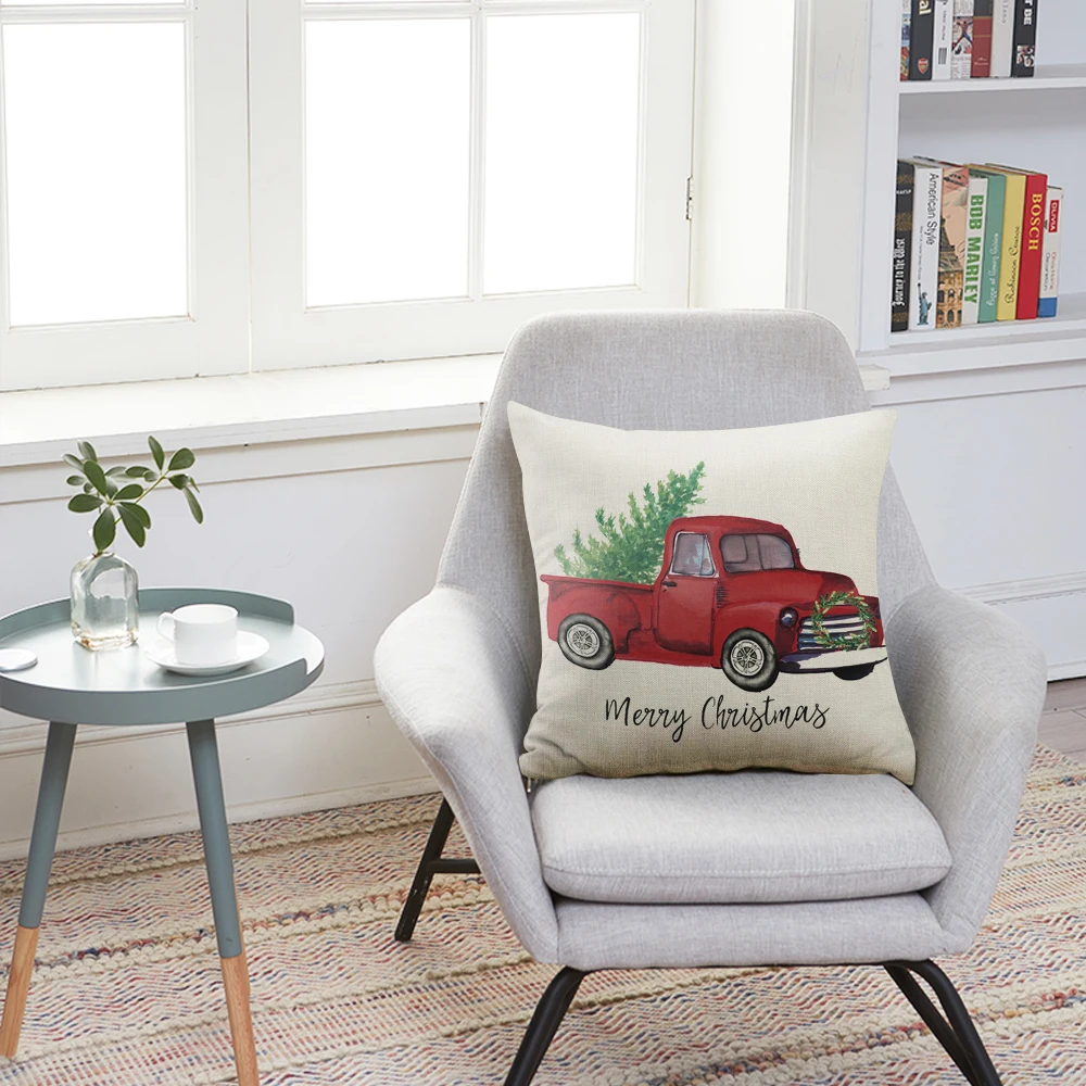 2020 New Christmas Deer Gifts Cotton Linen Throw Pillow Cushion Cover Car Home Sofa Decorative Pillowcase 45x45cm | Дом и сад