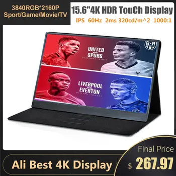 

15.6inch Ultra-Slim 4K Screen Display 320cd/m^2 120Hz Touch+6000mah Battery Type-C Phone Monitor HDMI for Switch/XBOX/PS4 Laptop