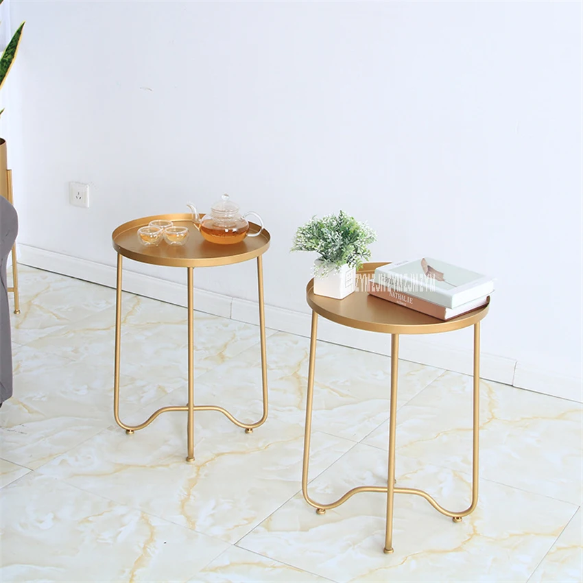  18XS197 Modern Simple Bedroom Metal lron Folding Small Round Coffee Table Living Room Eco Friendly  - 4000377012163
