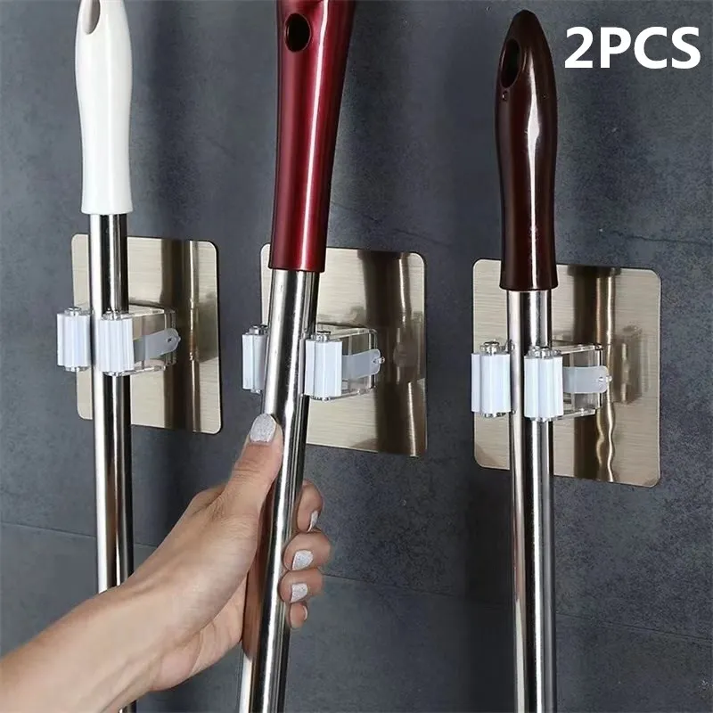 

2/1pcs Adhesive Multi-Purpose Hooks Wall Mounted Mop Organizer Holder RackBrush Broom Hanger Hook Kitchen bathroom Strong Hooks