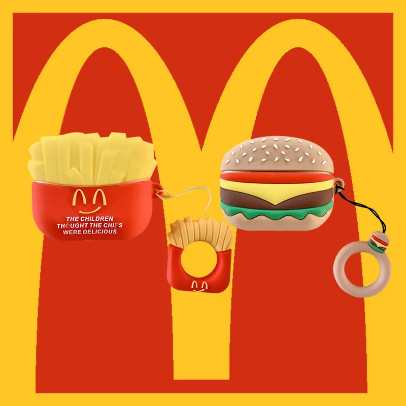 Cute McDonald's French Fries Burger Hamburger Headphone Cases For Apple Airpods Pro 3 Soft Silicone Protection Earphone Cover |
