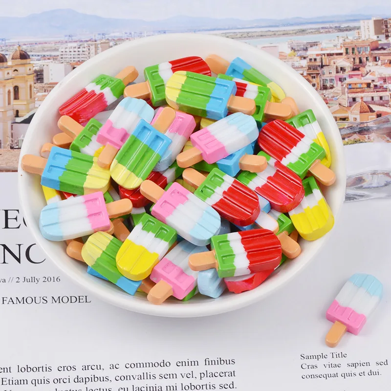 

New 5PCS Resin Popsicle Ice Cream Polymer Slime Charm Modeling Clay DIY Accessories Box Toy for Children Slime Supplies Filler