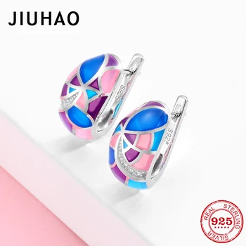 

Colorful rainbow Earrings For Women 925 Sterling Silver with clear CZ Earring Fine Jewelry Handmade enamel