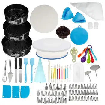 

397Pcs Cake Decorating Set Stainless Steel Pastry Nozzles Cake Turntable Set Confectionery Bag Baking Tools Bakeware For Cakes