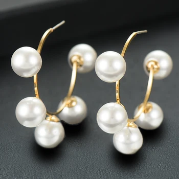 

GODKI Luxury Imitation Pearl Maxi Hoops Earring for Women Trendy Wedding Cubic Zirconia CZ Bohemian Dubai Bridal Earrings 2019
