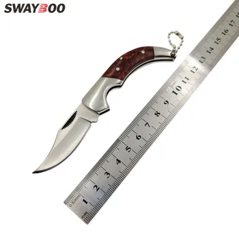 

Swayboo Stainless Steel Lockless Keychain Folding Knife Portable Mini Pocket Fruit Knife Key Rings EDC Knife