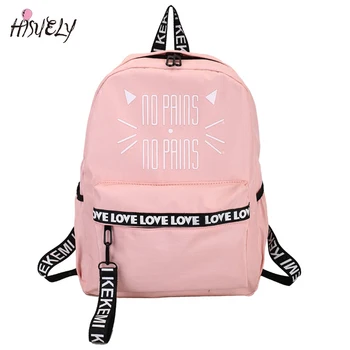 

New Arrival Lovely Cat Letter Printing Backpack Pink School Bags For Teenager Girls Students Book Bag Notebook Backpack Rucksack