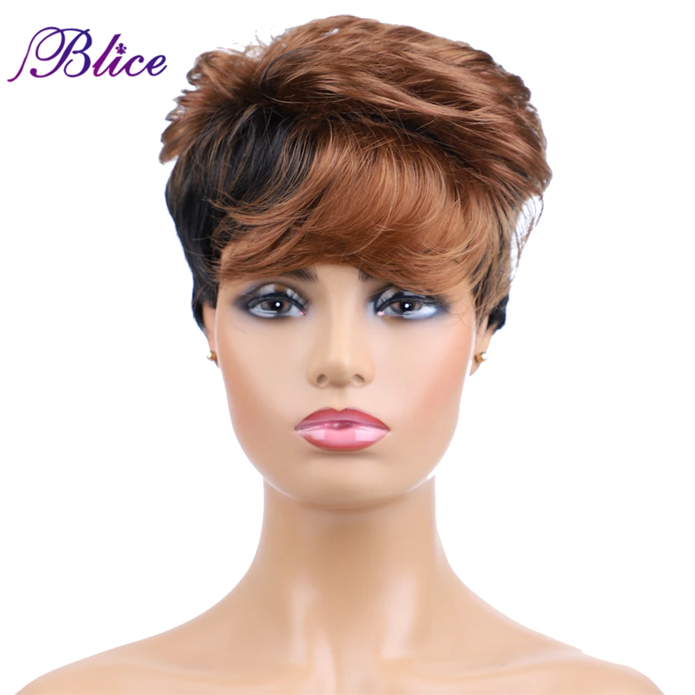 

Blice Synthetic Nature Wave Short Wigs Mix Color FT1B/30 Kanekalon 6Inch Full Machine Made Women Wigs