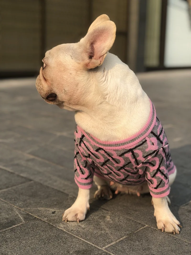 Fashion Dog Clothes Pet Puppy Sweater Hoodie French Bulldog Pug Teddy Jacket Coat for Dogs cat In Winter Keeping Warm - Color: Pink
