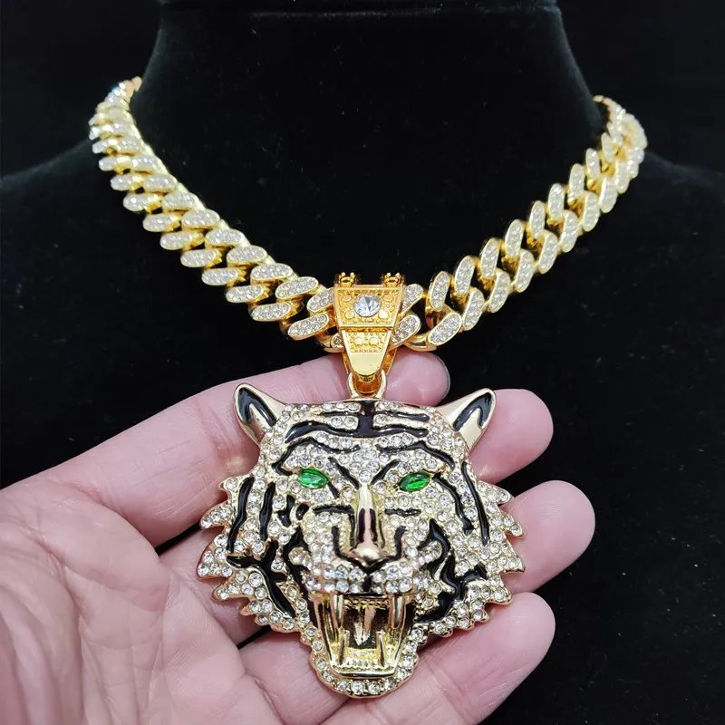 1 pezzo Collana con ciondolo a forma di testa di tigre, stile europeo e