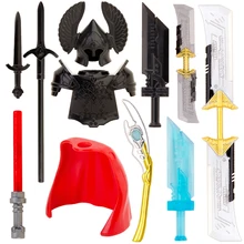 Koruit mediaeval times weapons for 4cm mini dolls Cloud Thanos sword Loki Scepter MOC building blocks brick toys for children(China)