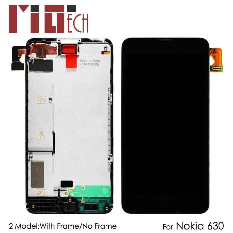 LCD Display For Nokia Lumia 630 N630 RM-977 RM-978 Touch Screen Digitizer Assembly Replacement Parts Black No/with Frame 4.5''