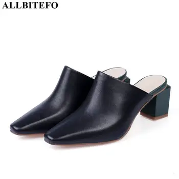 

ALLBITEFO fashion brand high heels summer women slippers genuine leather women high heel shoes flip flops slippers women heels