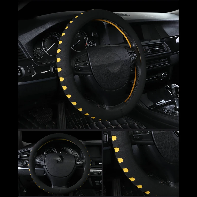 Rubber Racing Car Handle Steering Wheel Cover For Mitsubishi Lancer 10 ASX Pajero X Ford Focus 2 3 Fiesta Citroen C4 C5 C3