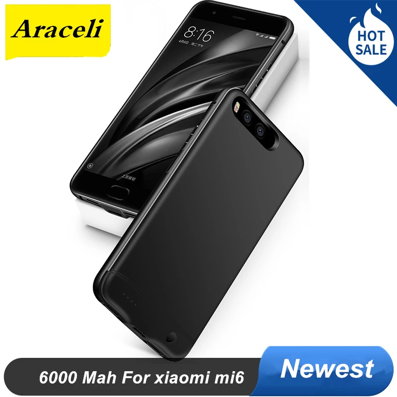 Чехол для аккумулятора xiaomi mi6 6000 мАч металлический каркас запасное зарядное