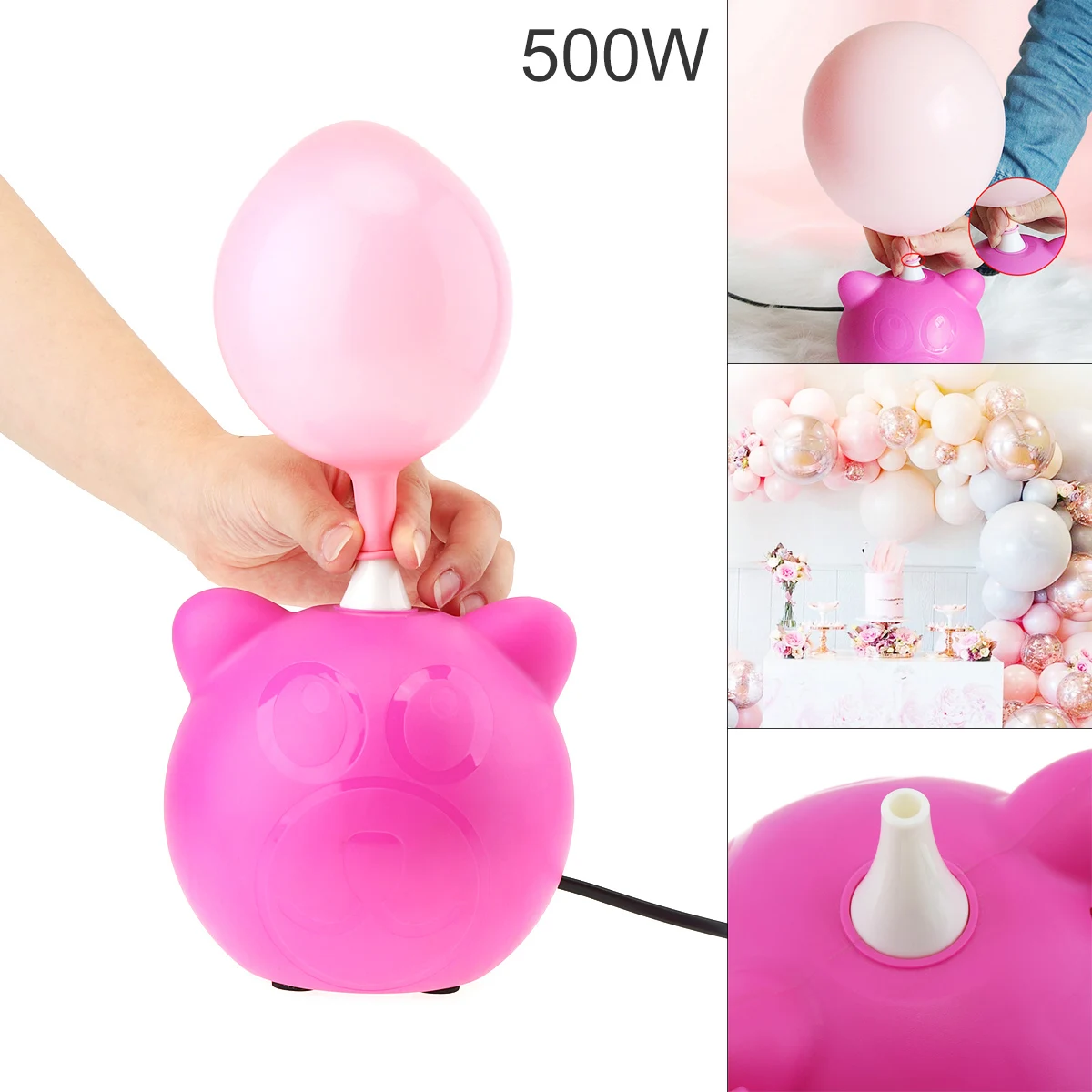 

BOROSINO 500W 50HZ Pink ABS Portable Electric Balloon Pump Wedding Party Decoration Tools